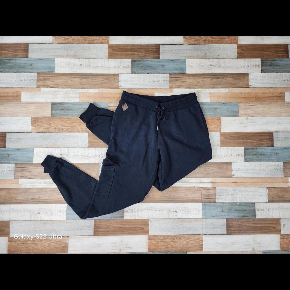 Livergy Mens Navy Blue Cargo Jogger Pants Fleece Sweatpants Size‎ M Drawstring